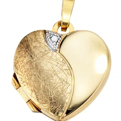 Medaillon Anhänger 17,7x19mm Herz zum Öffnen 333 Gold Gelbgold teileismatt