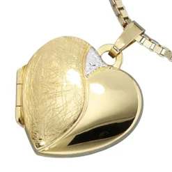 Medaillon Anhänger 17,7x19mm Herz zum Öffnen 333 Gold Gelbgold teileismatt