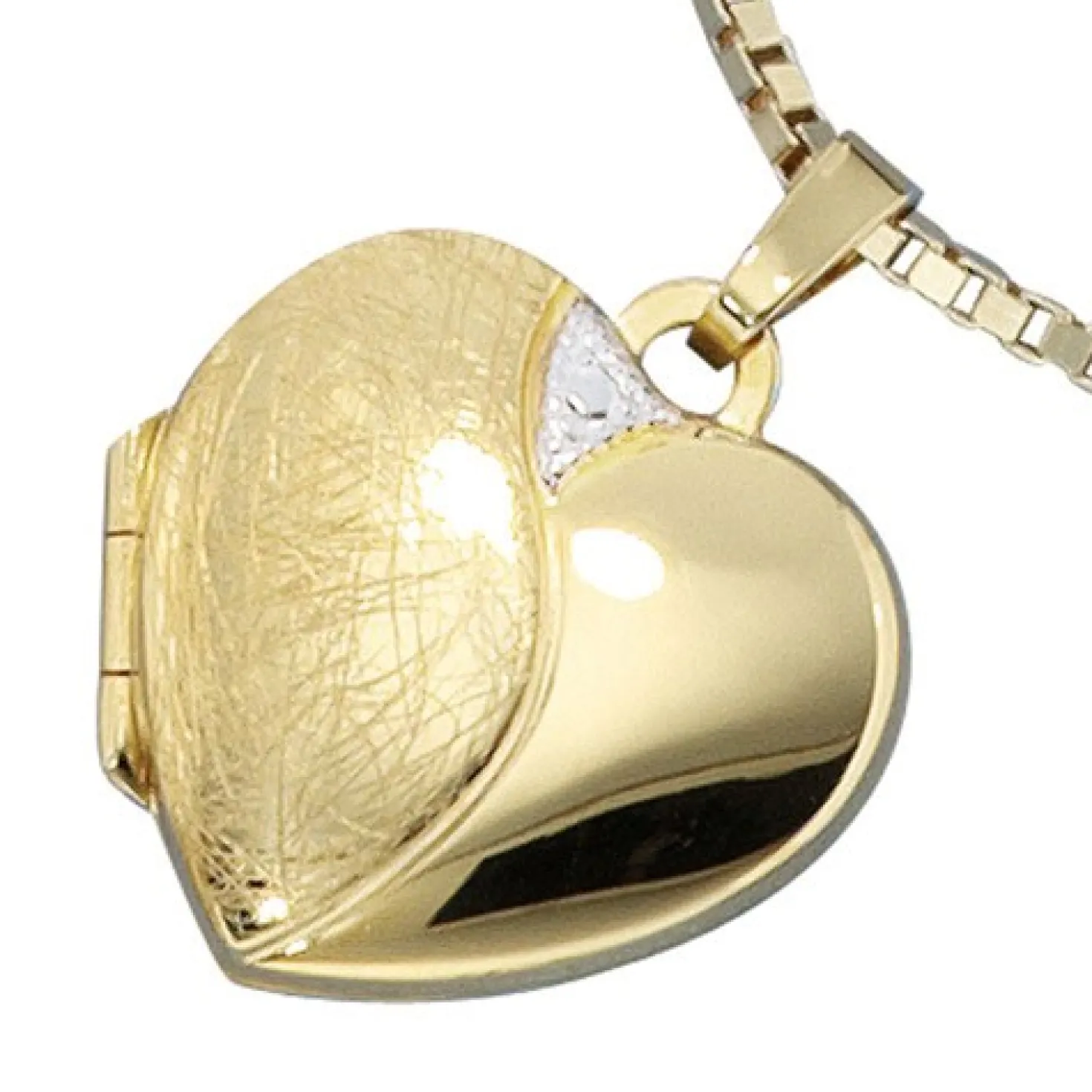 Medaillon Anhänger 17,7x19mm Herz zum Öffnen 333 Gold Gelbgold teileismatt