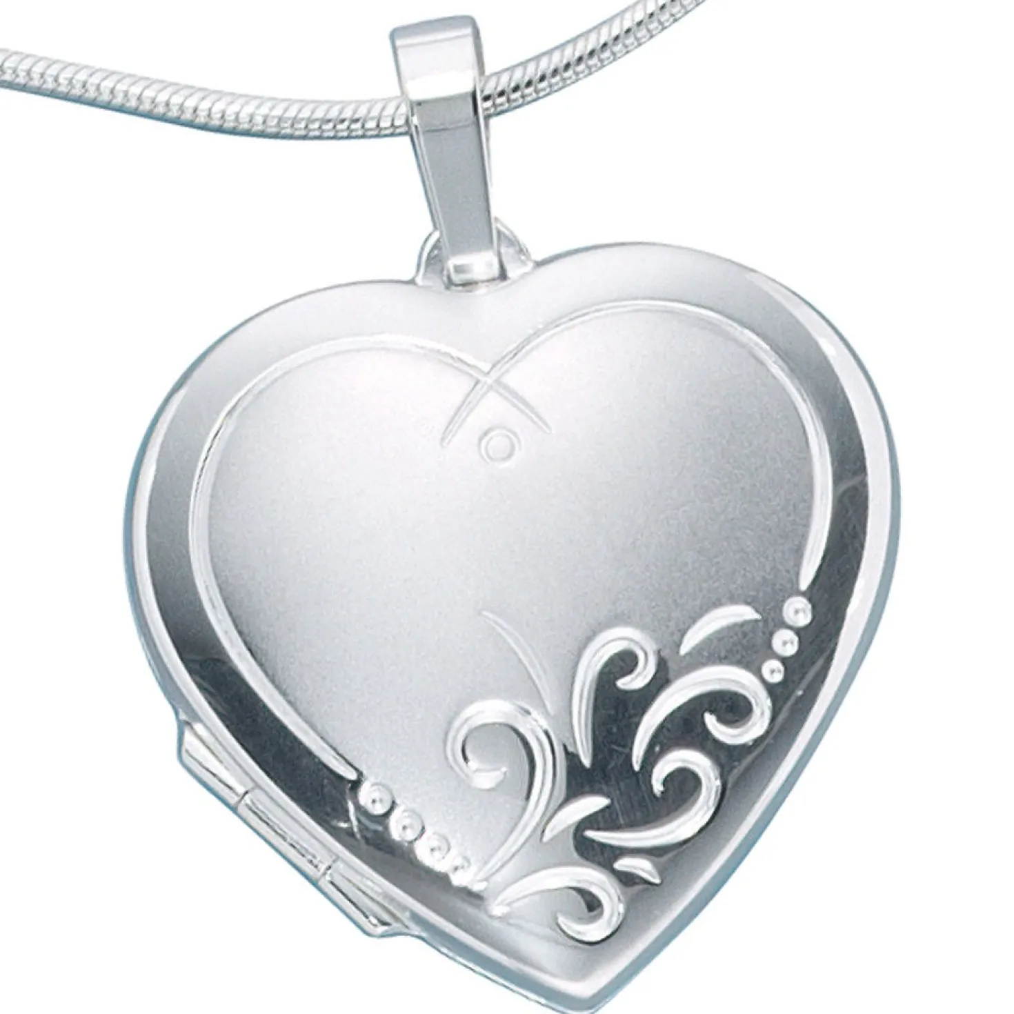 Medaillon Anhänger 28,8x29,9mm Herz zum Öffnen 925 Silber teilmatt Damen