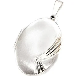 Medaillon Anhänger 17,2x26mm oval Streifen am Rand echtes 925 Silber Damen
