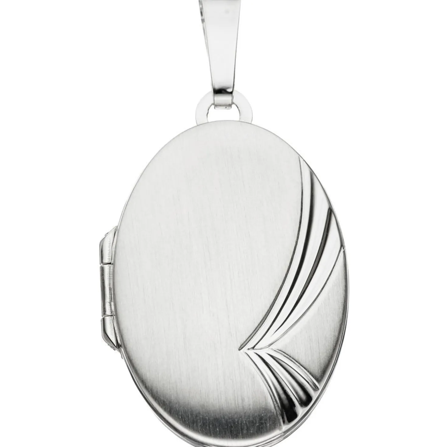 Medaillon Anhänger 17,2x26mm oval Streifen am Rand echtes 925 Silber Damen