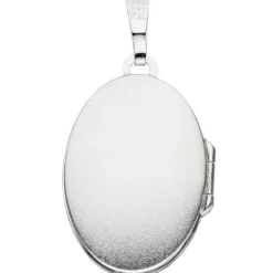 Medaillon Anhänger 17,2x26mm oval Streifen am Rand echtes 925 Silber Damen