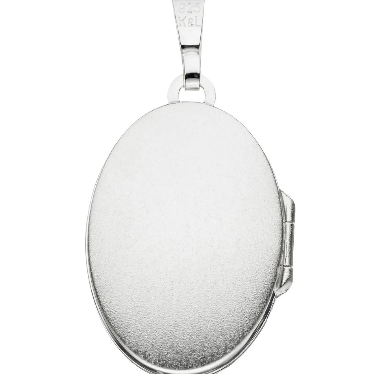 Medaillon Anhänger 17,2x26mm oval Streifen am Rand echtes 925 Silber Damen