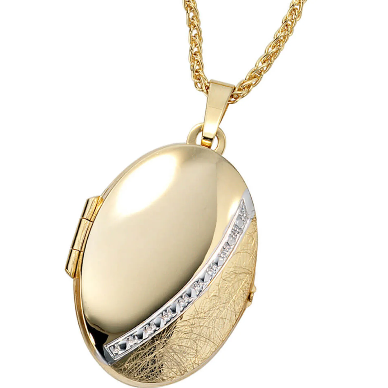 Medaillon Anhänger 21,5x30,8mm zum Öffnen 333 Gold Gelbgold rhodiniert