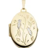 Medaillon Anhänger 21,3x30,9mm zum Öffnen Gravurplatte Vögel 333 Gelbgold