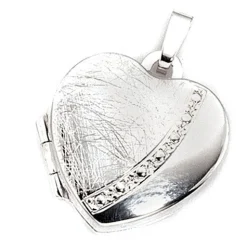Medaillon Anhänger 17,4x18,9mm zum Öffnen Herz mattiert 925 Silber für Damen