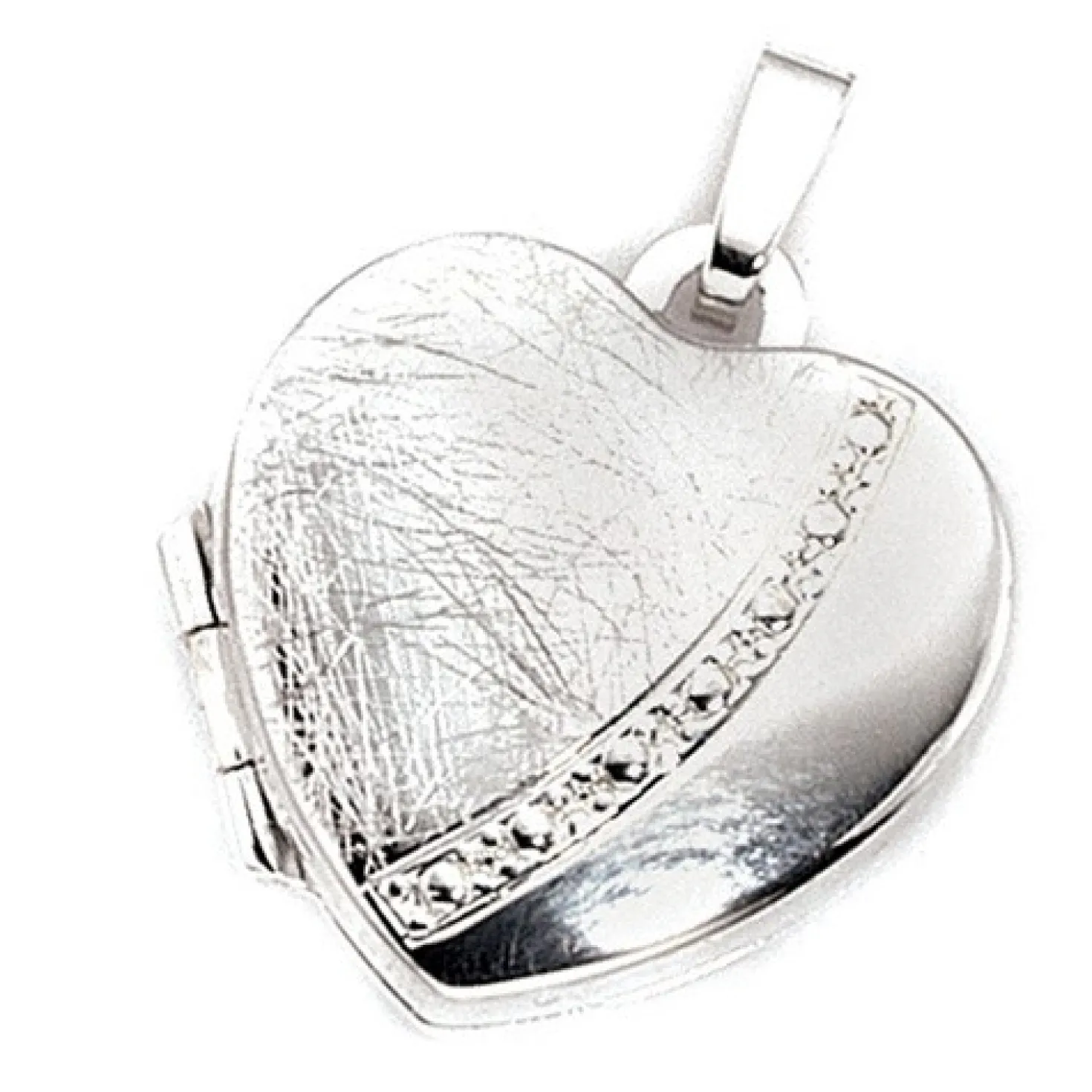 Medaillon Anhänger 17,4x18,9mm zum Öffnen Herz mattiert 925 Silber für Damen