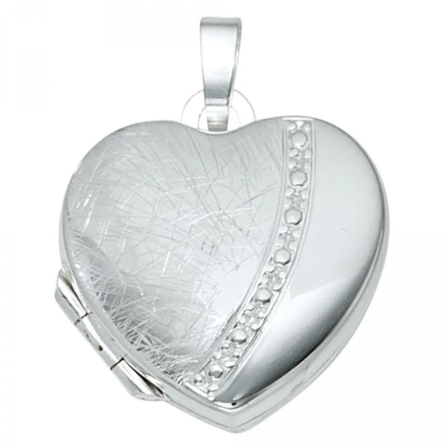Medaillon Anhänger 17,4x18,9mm zum Öffnen Herz mattiert 925 Silber für Damen