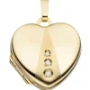 Medaillon Anhänger 18,1x19,1mm zum Öffnen Herz mit 3 Zirkonia 333 Gold Gelbgold