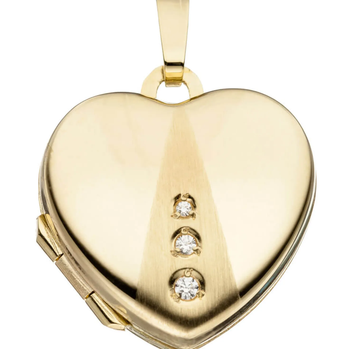 Medaillon Anhänger 18,1x19,1mm zum Öffnen Herz mit 3 Zirkonia 333 Gold Gelbgold