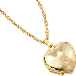 Medaillon Anhänger 18,1x19,1mm zum Öffnen Herz mit 3 Zirkonia 333 Gold Gelbgold