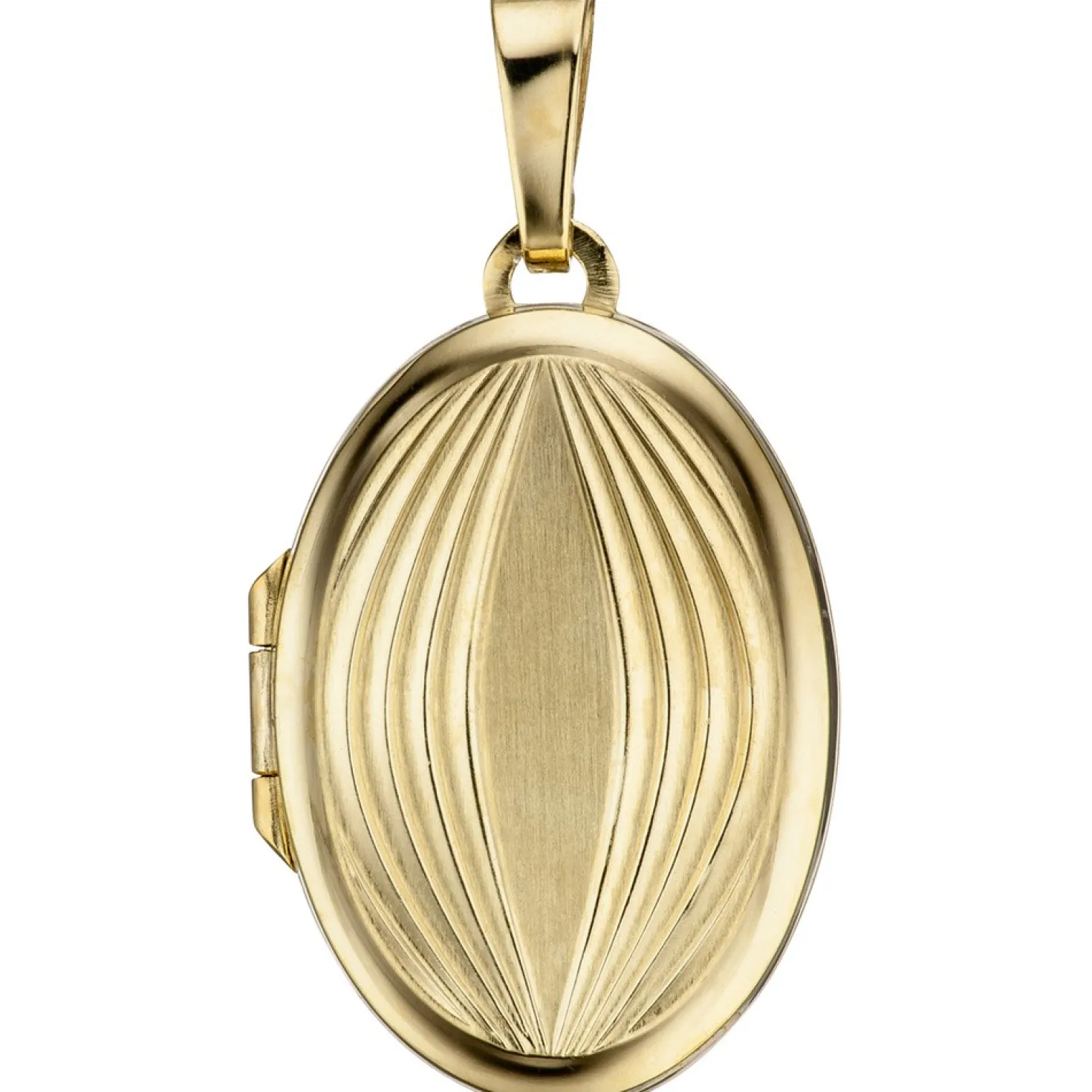Medaillon Anhänger zum Öffnen für 2 Fotos aus 585 Gold Gelbgold oval matt