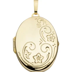 Medaillon Anhänger zum Öffnen, mit Muster, 333 Gold Gelbgold, Damen