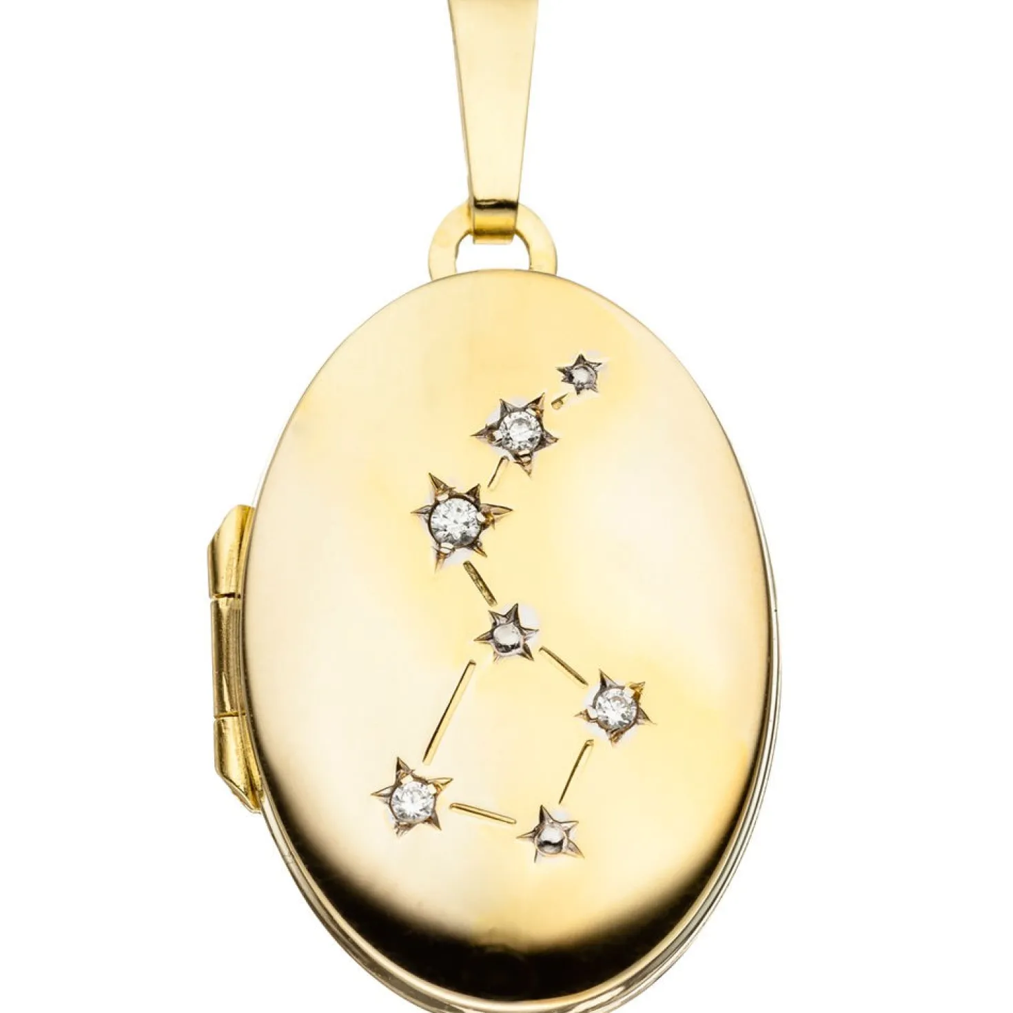 Medaillon Anhänger zum Öffnen mit 4 Zirkonia, 333 Gold Gelbgold, Damen