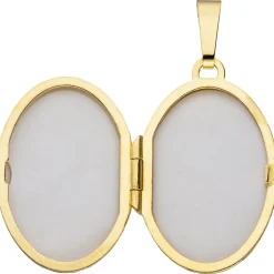 Medaillon Anhänger zum Öffnen mit 4 Zirkonia, 333 Gold Gelbgold, Damen