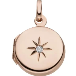 Medaillon Anhänger zum Öffnen rund Ø14,7mm 925 Silber rotgold vergoldet Zirkonia