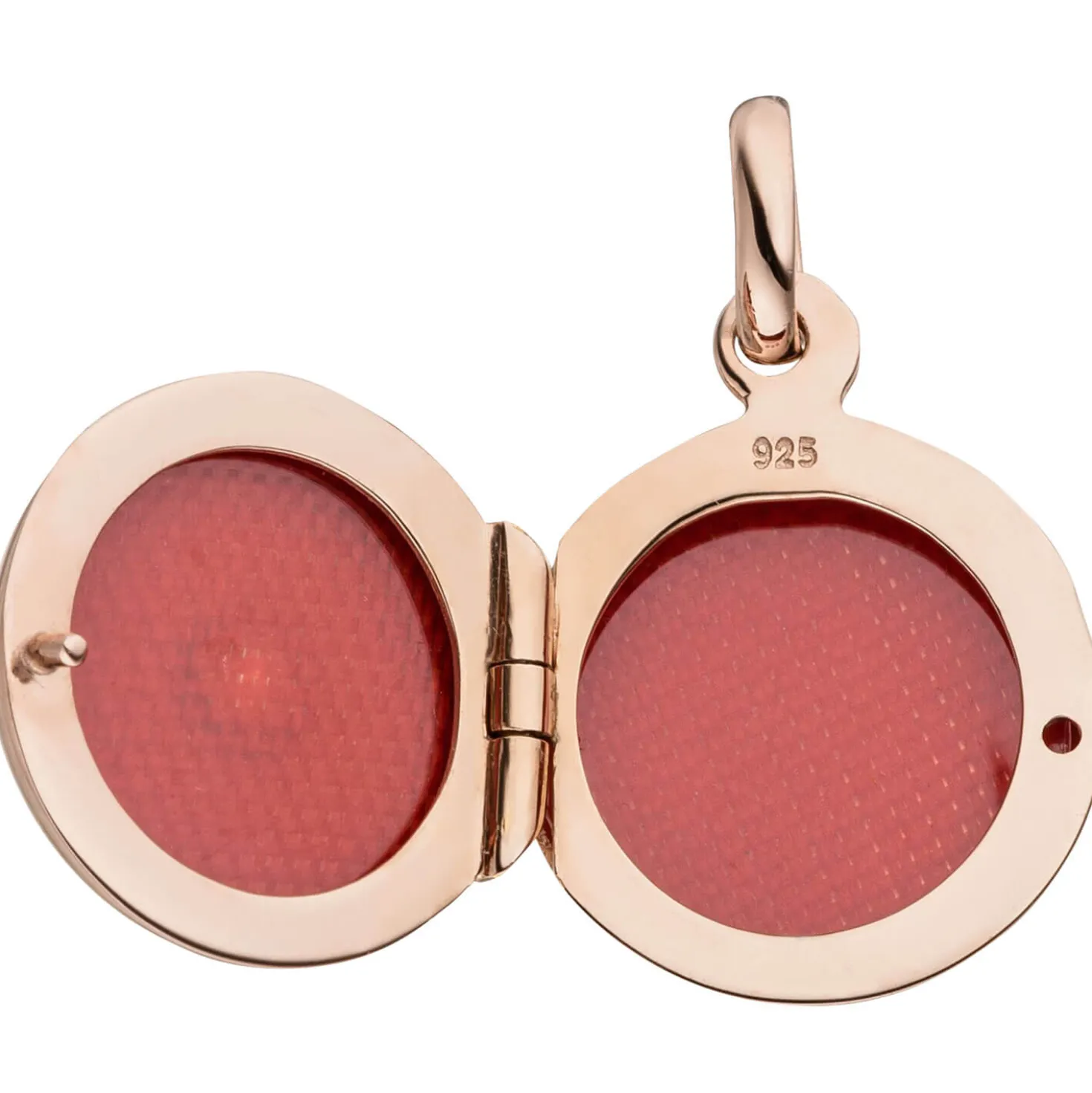 Medaillon Anhänger zum Öffnen rund Ø14,7mm 925 Silber rotgold vergoldet Zirkonia