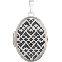 Medaillon Anhänger zum Öffnen 925 Silber asiatische Muster schwarz