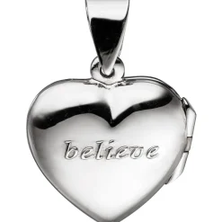 Medaillon 2 Fotos Herz believe Anhänger 16,9x18,2mm zum Öffnen aus 925 Silber