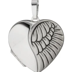 Medaillon 2 Fotos Herz mit Flügel Anhänger 28,8x29,7mm zum Öffnen 925 Silber