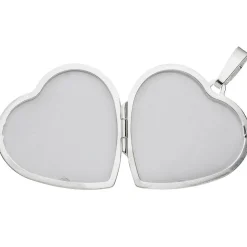 Medaillon 2 Fotos Herz mit Flügel Anhänger 28,8x29,7mm zum Öffnen 925 Silber
