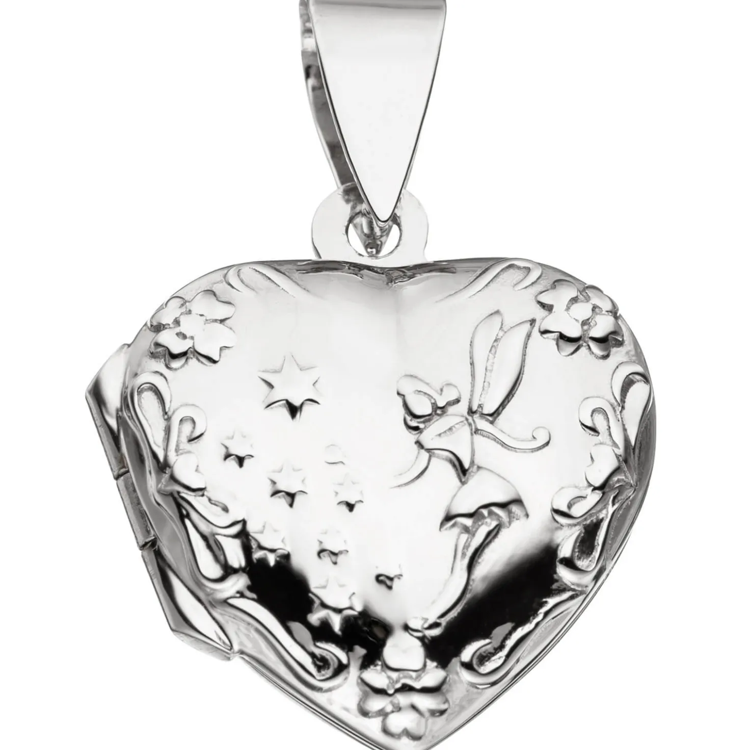 Medaillon & Halskette für 2 Fotos Herz believe Amulett Anhänger 925 Silber 50cm