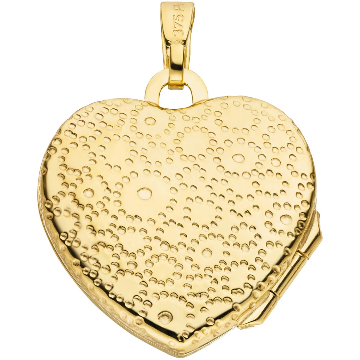 Medaillon Herz aus 375 Gold Gelbgold 19x17,6mm Anhänger zum Öffnen für 2 Fotos