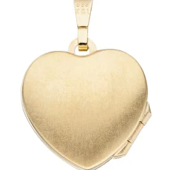 Medaillon Herz mit Blumen Anhänger zum Öffnen für 4 Fotos 333 Gold Gelbgold