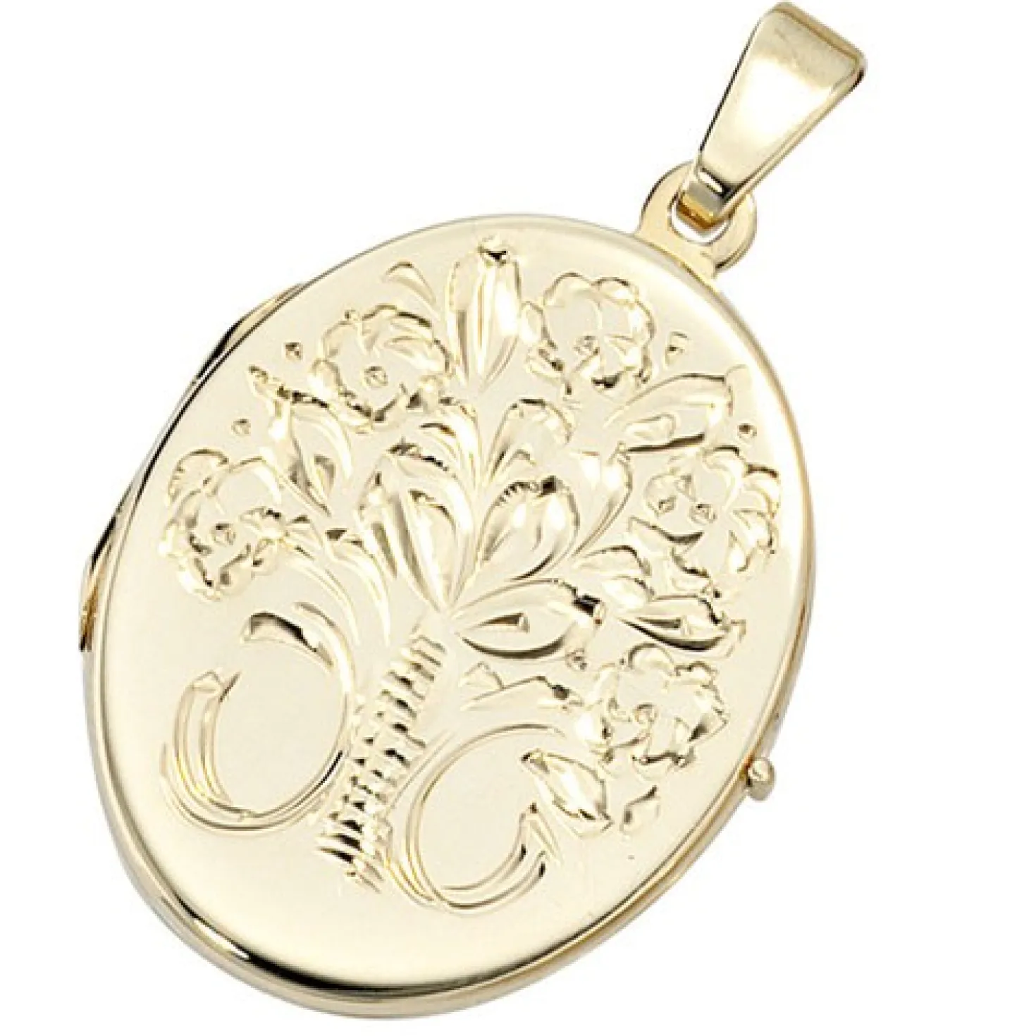 Medaillon mit Muster, Anhänger zum Öffnen, Amulett, 585 Gold Gelbgold