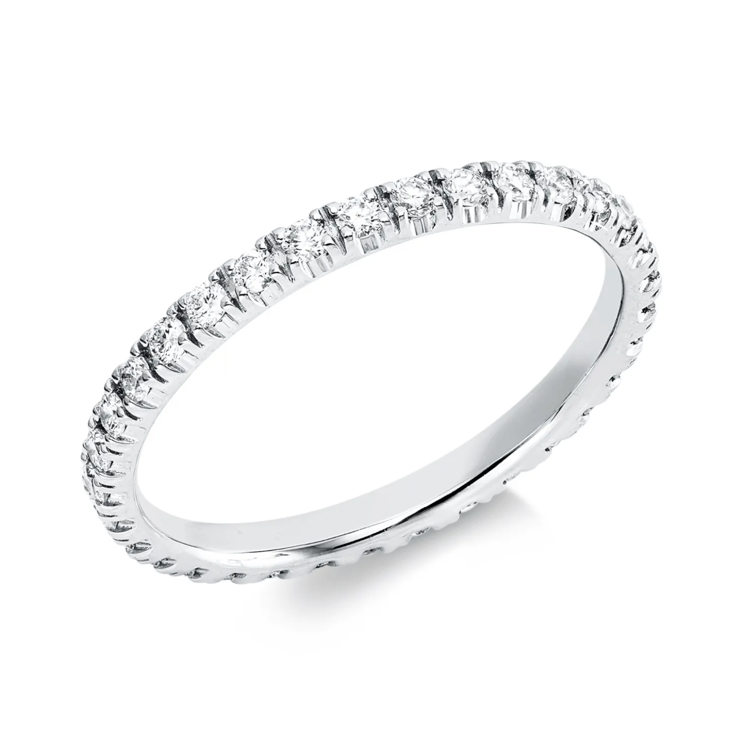 Memoire Ring aus 750 Gold Weißgold 33 Brillanten 0,48ct TW-SI B:2,1mm