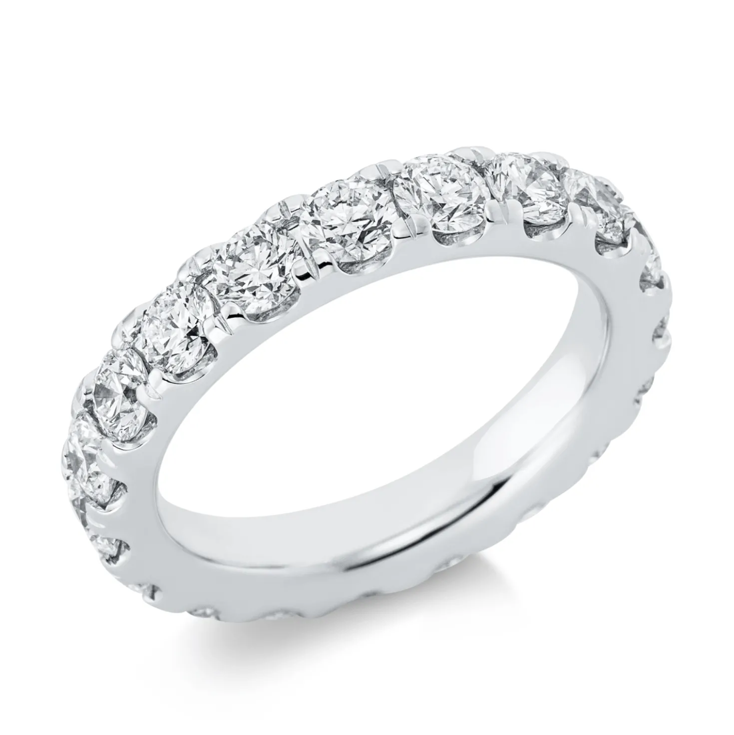 Memoire Ring aus 585 Gold Weißgold 17 Brillanten 2,89ct TW-SI B:4mm