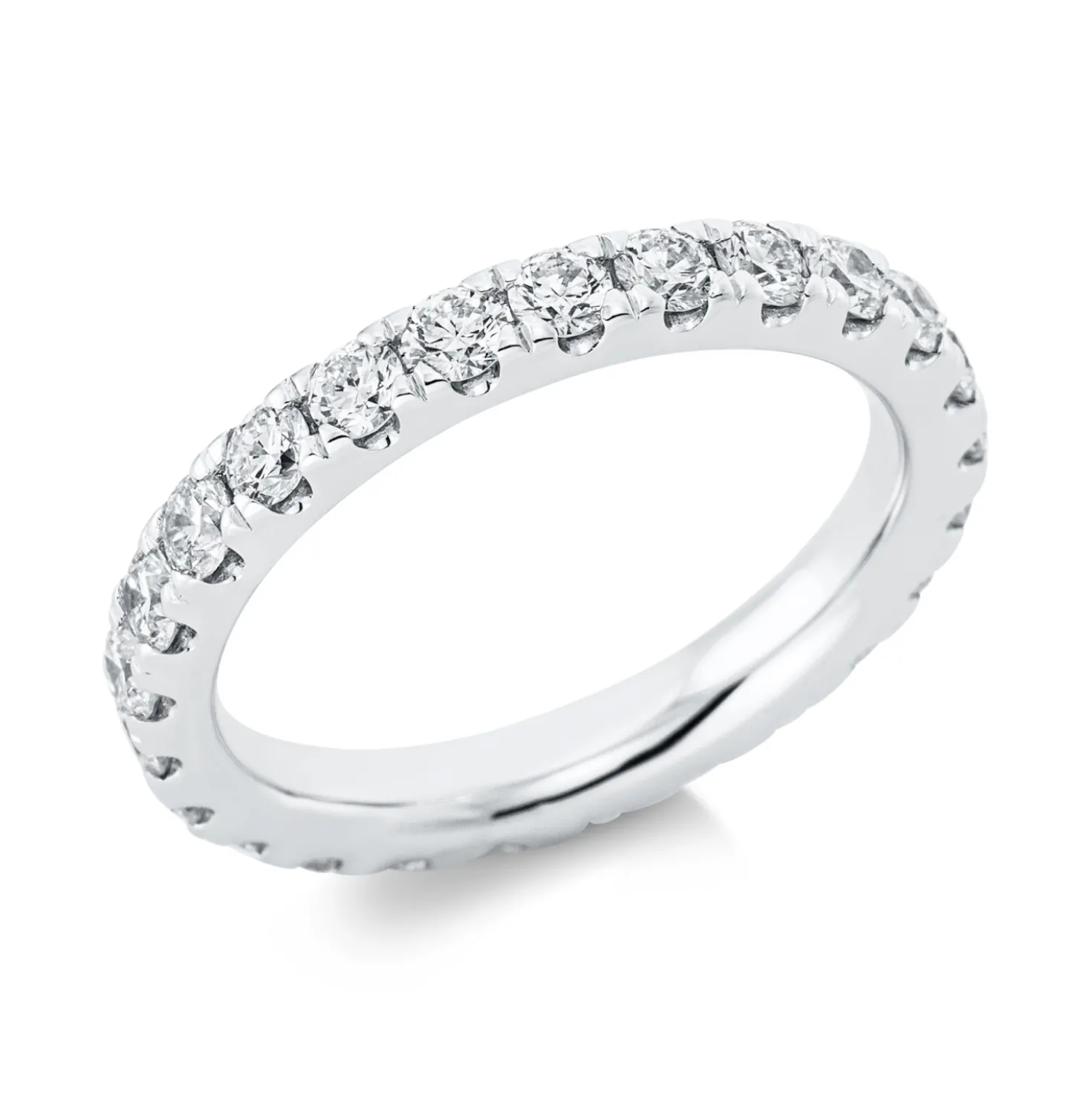 Memoire Ring aus 585 Gold Weißgold 23 Brillanten 1,59ct TW-SI B:3mm