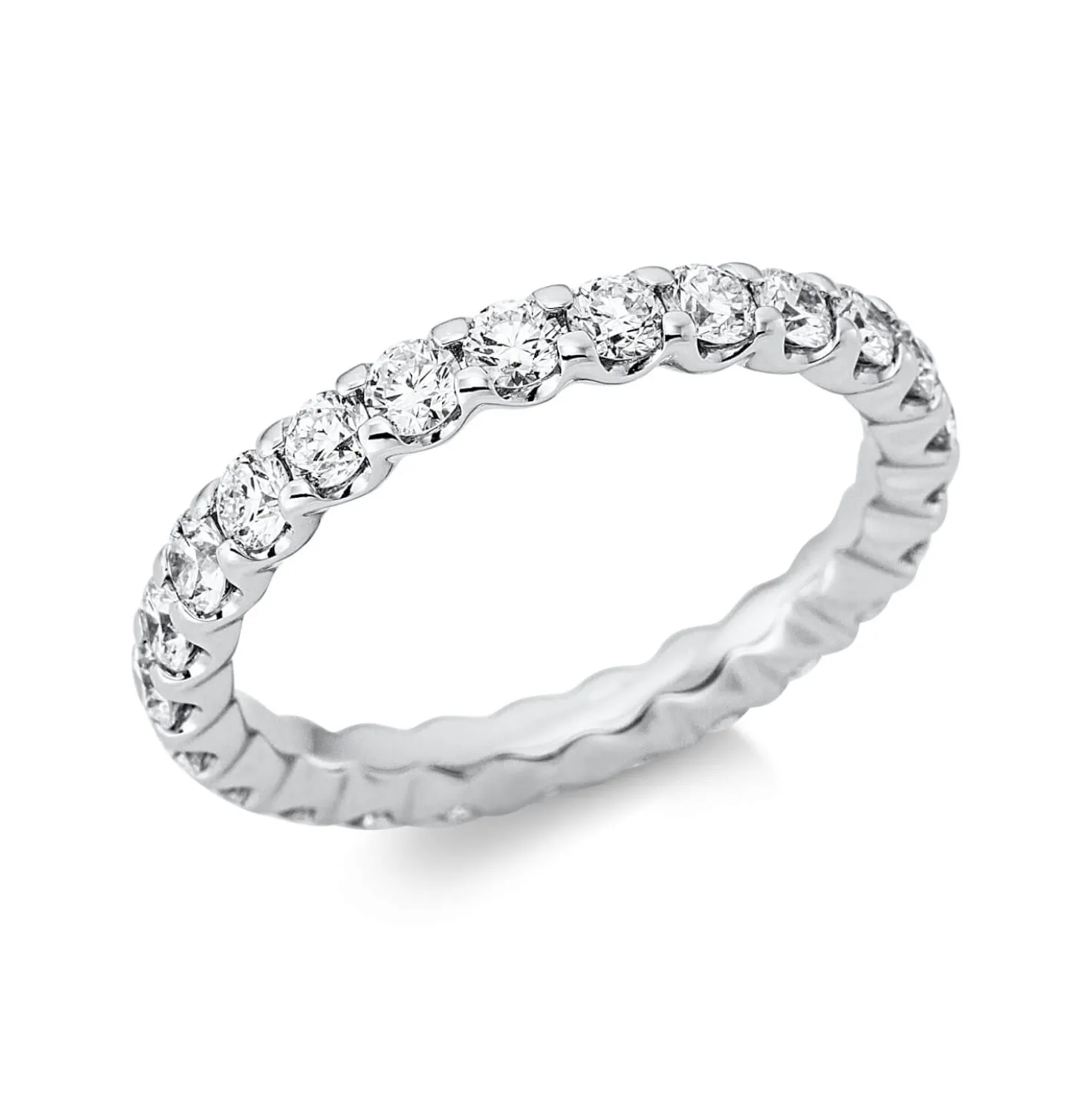 Memoire Ring aus 750 Gold Weißgold 24 Brillanten 1,63ct TW-SI B:3mm