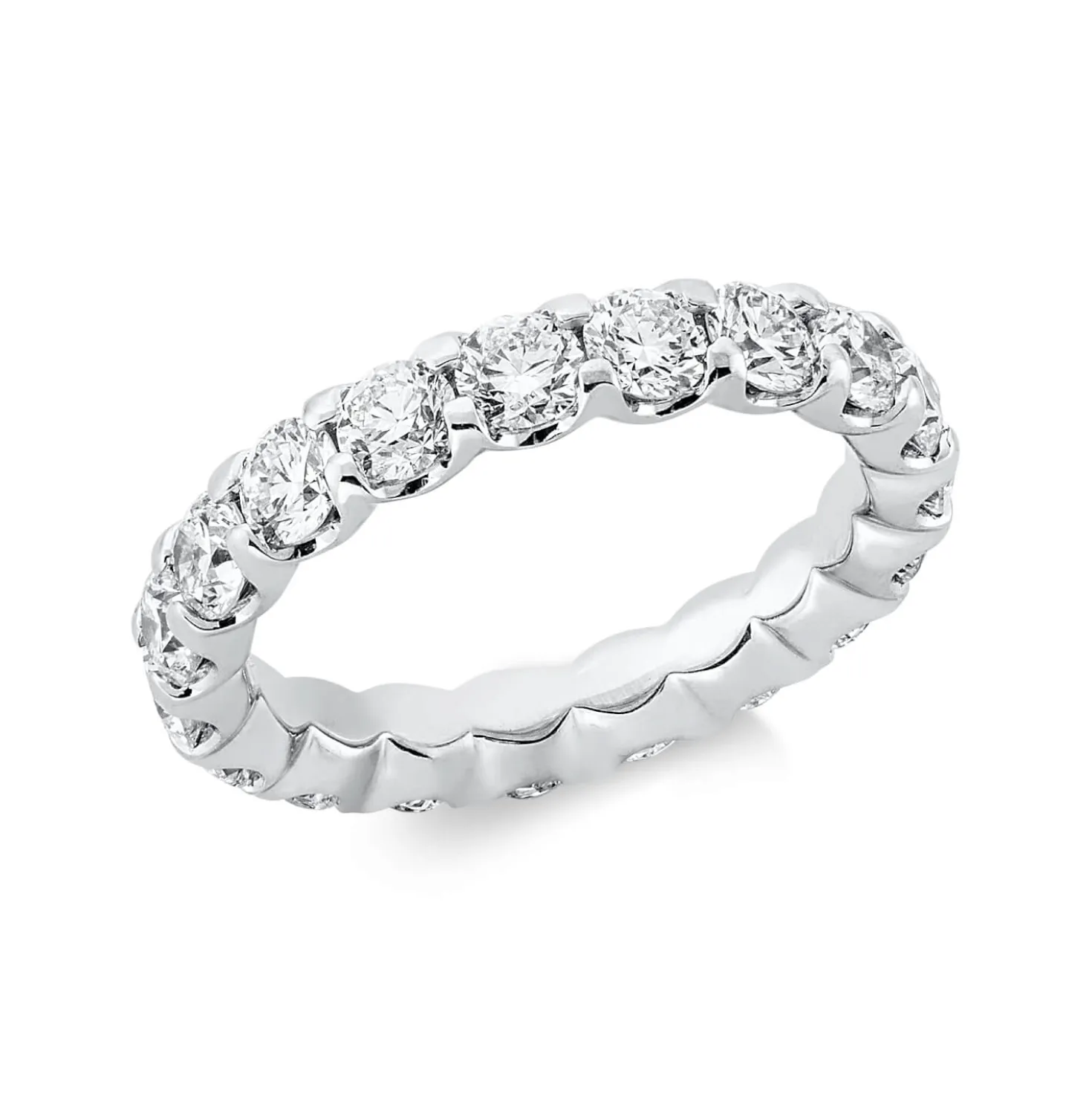 Memoire Ring aus 750 Gold Weißgold 19 Brillanten 3,8ct TW-SI B:4,5mm