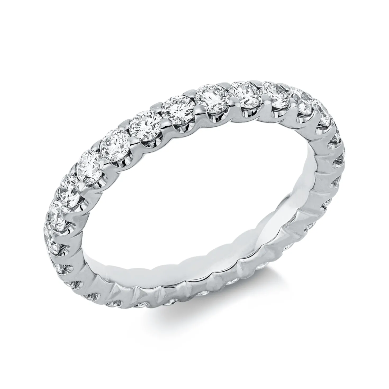 Memoire Ring aus 750 Gold Weißgold 27 Brillanten 1,4ct TW-SI B:2,8mm