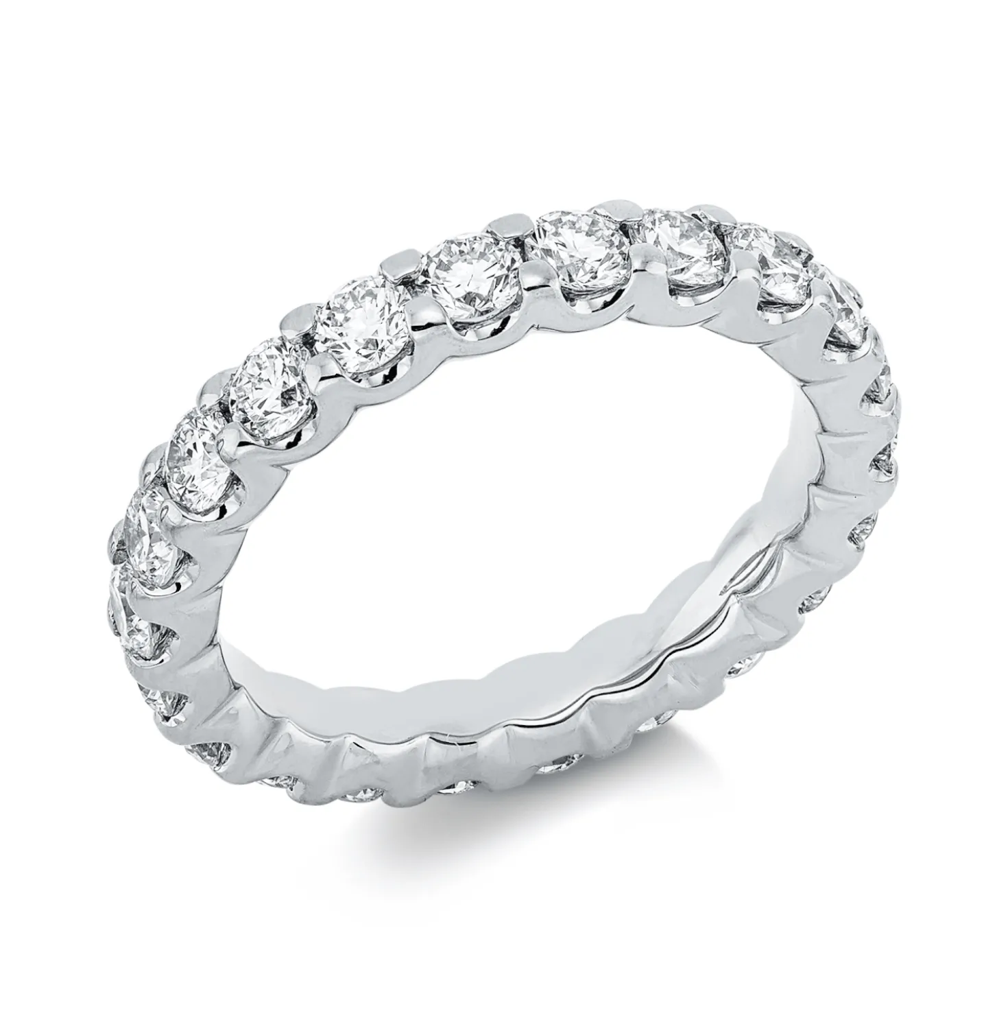 Memoire Ring aus 750 Gold Weißgold 22 Brillanten 2,12ct TW-SI B:3,3mm