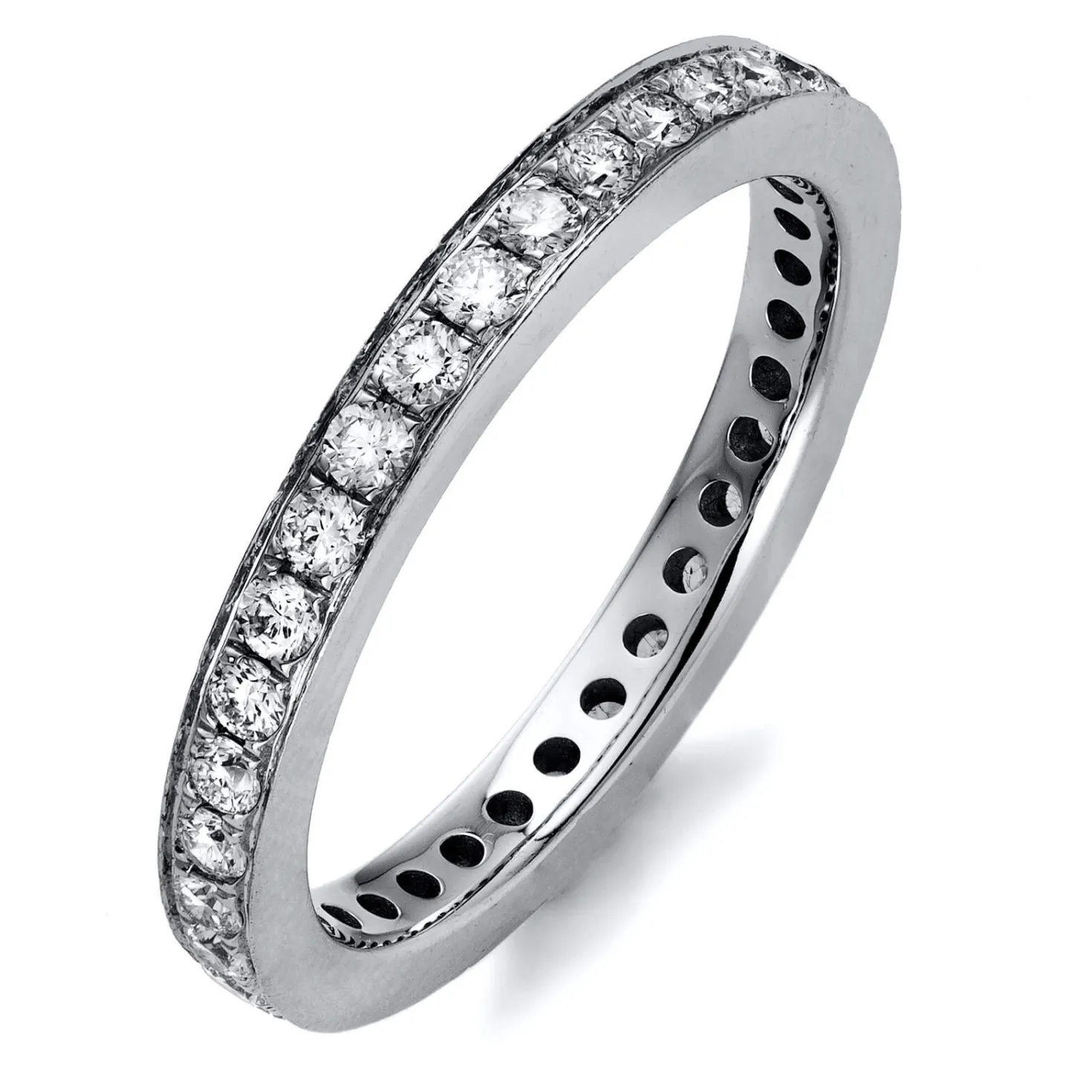 Memoire Ring aus 585 Gold Weißgold 35 Brillanten 0,75ct TW-SI B:2,6mm