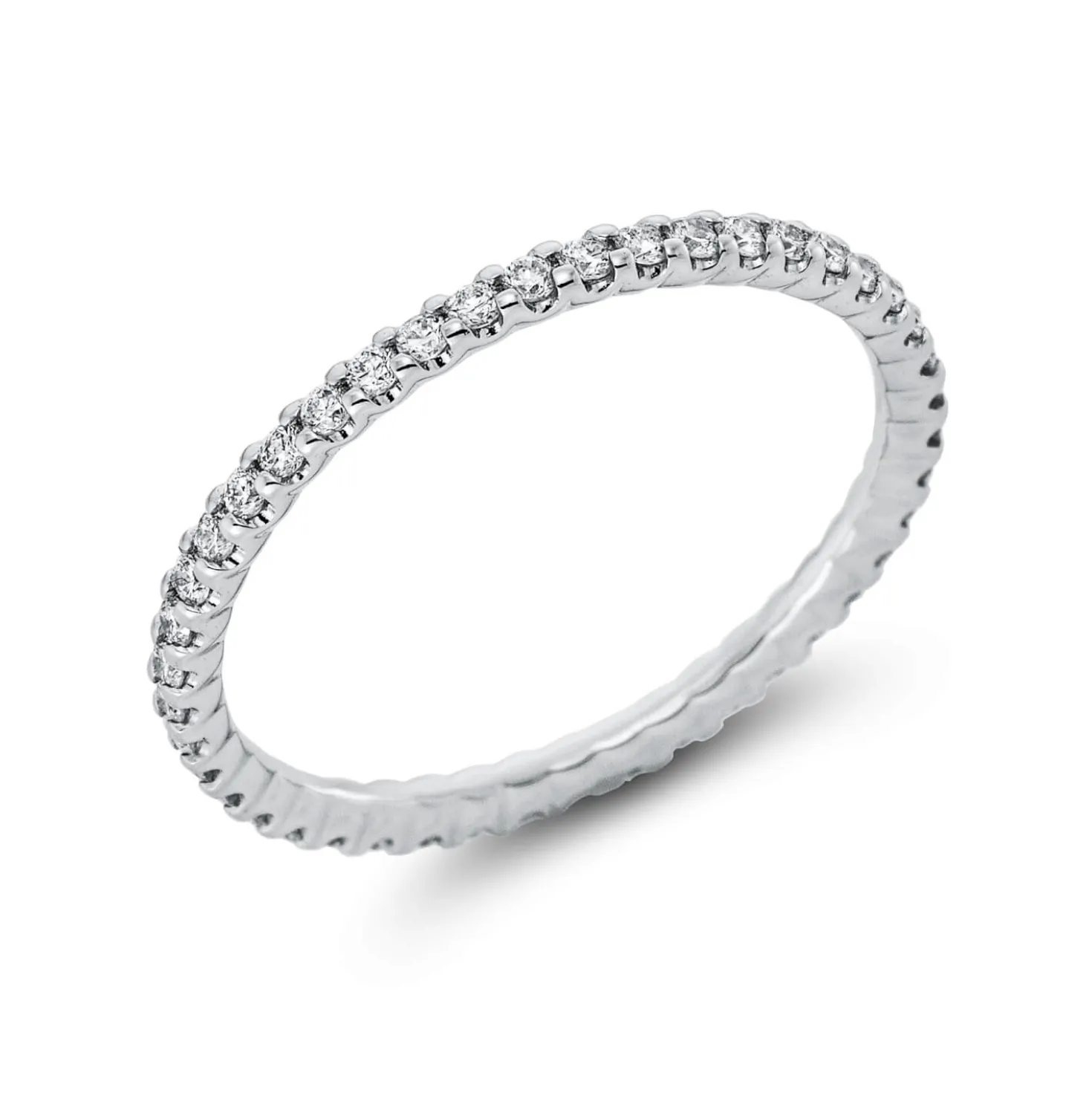 Memoire Ring aus 750 Gold Weißgold 42 Brillanten 0,41ct TW-SI B:1,7mm