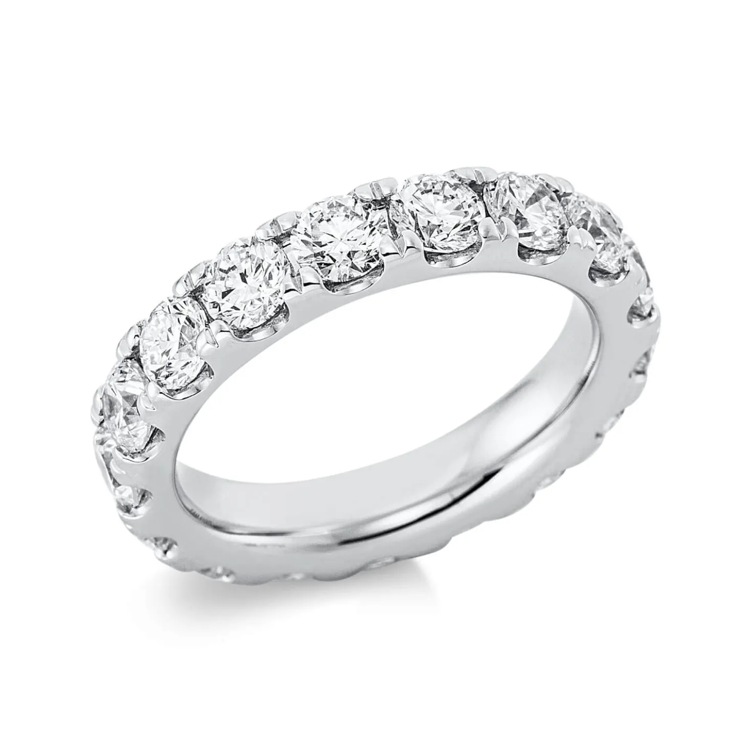 Memoire Ring aus 750 Gold Weißgold 16 Brillanten 3,72ct TW-SI B:4,3mm