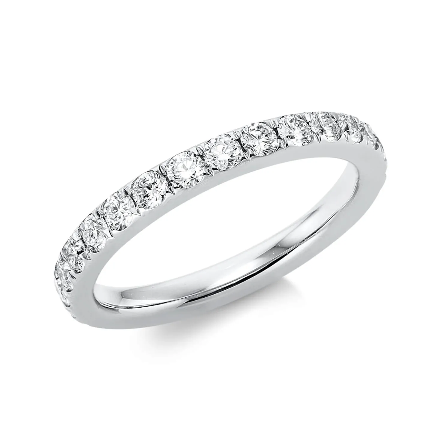 Memoire Ring aus 750 Gold Weißgold 28 Brillanten 1,1ct TW-SI B:2,6mm