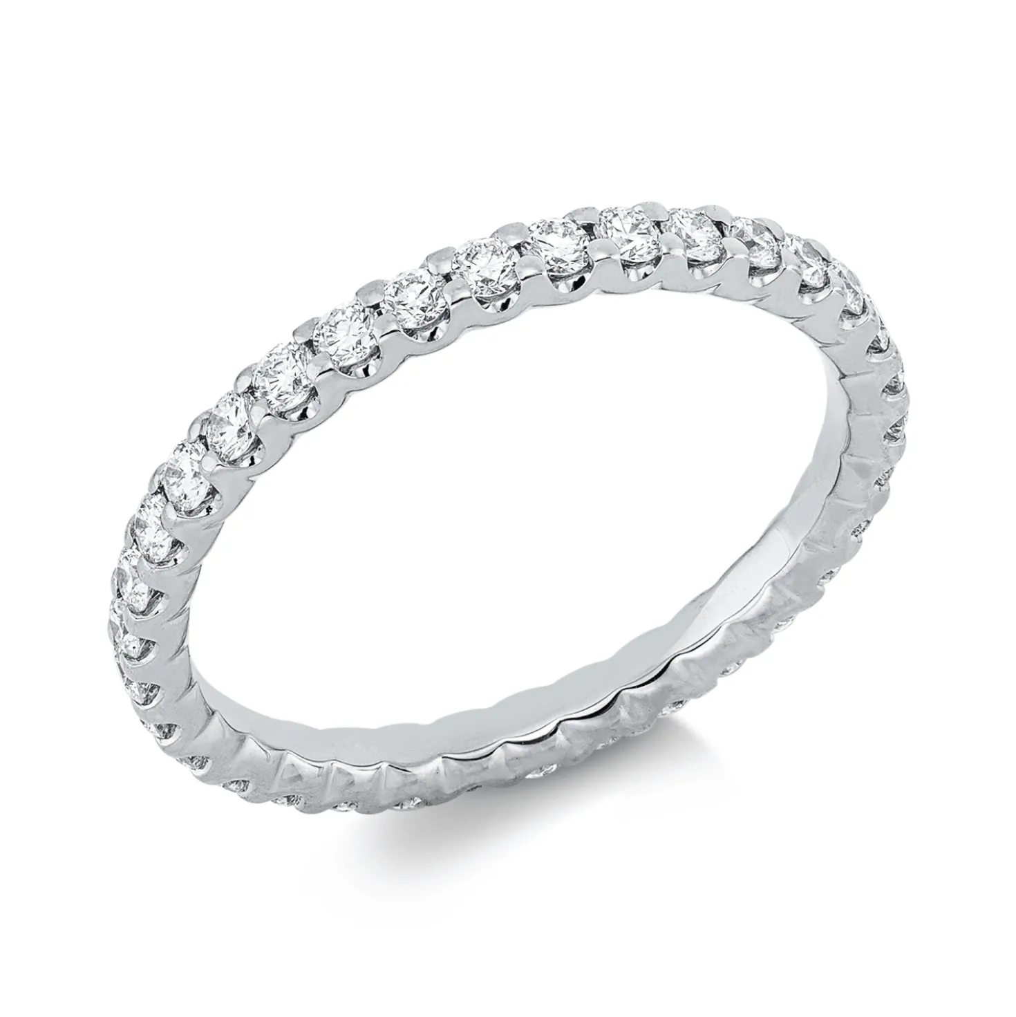 Memoire Ring aus 750 Gold Weißgold 34 Brillanten 0,68ct TW-SI B:2,1mm