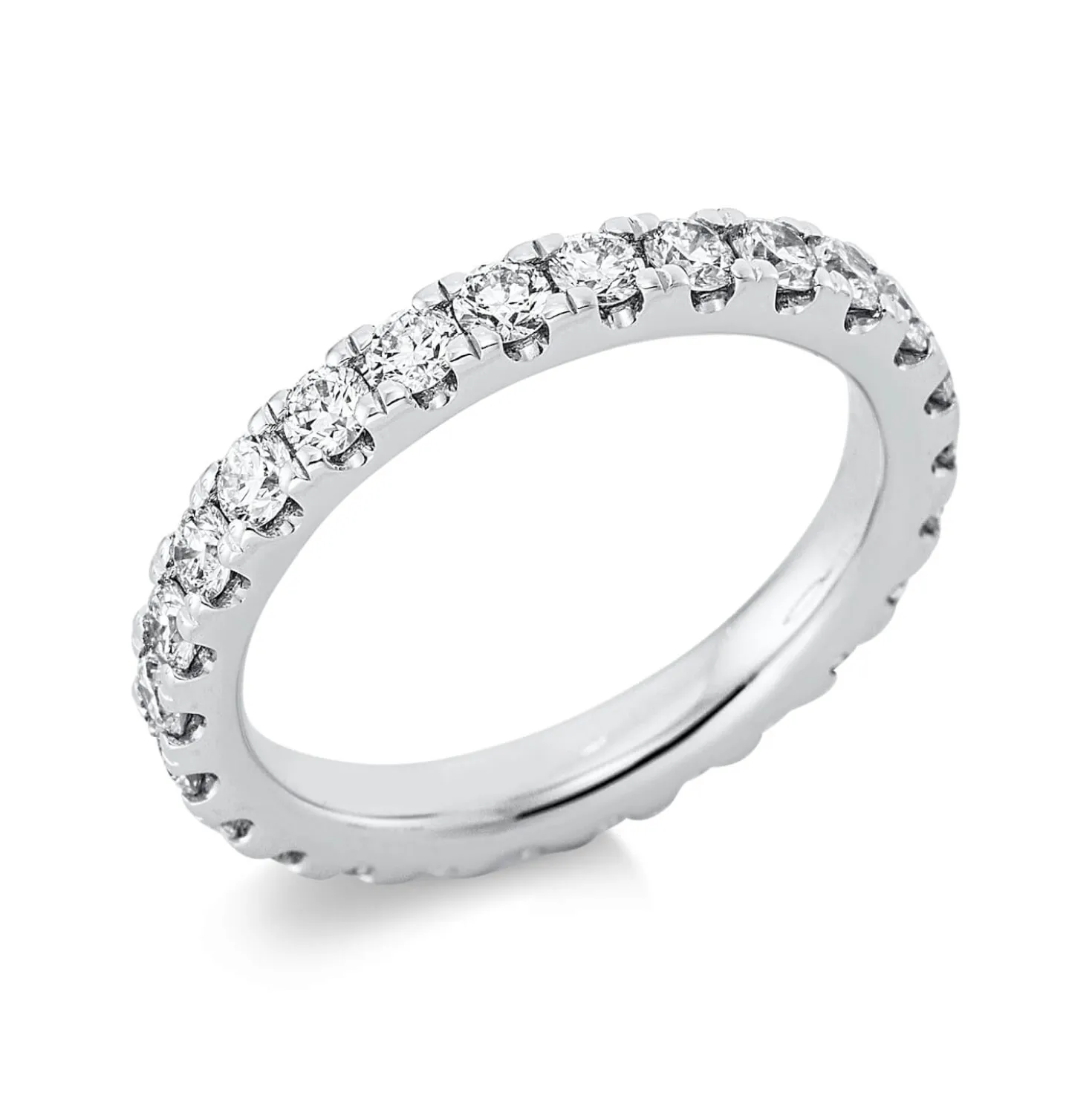 Memoire Ring aus 585 Gold Weißgold 23 Brillanten 1,39ct TW-SI B:3mm
