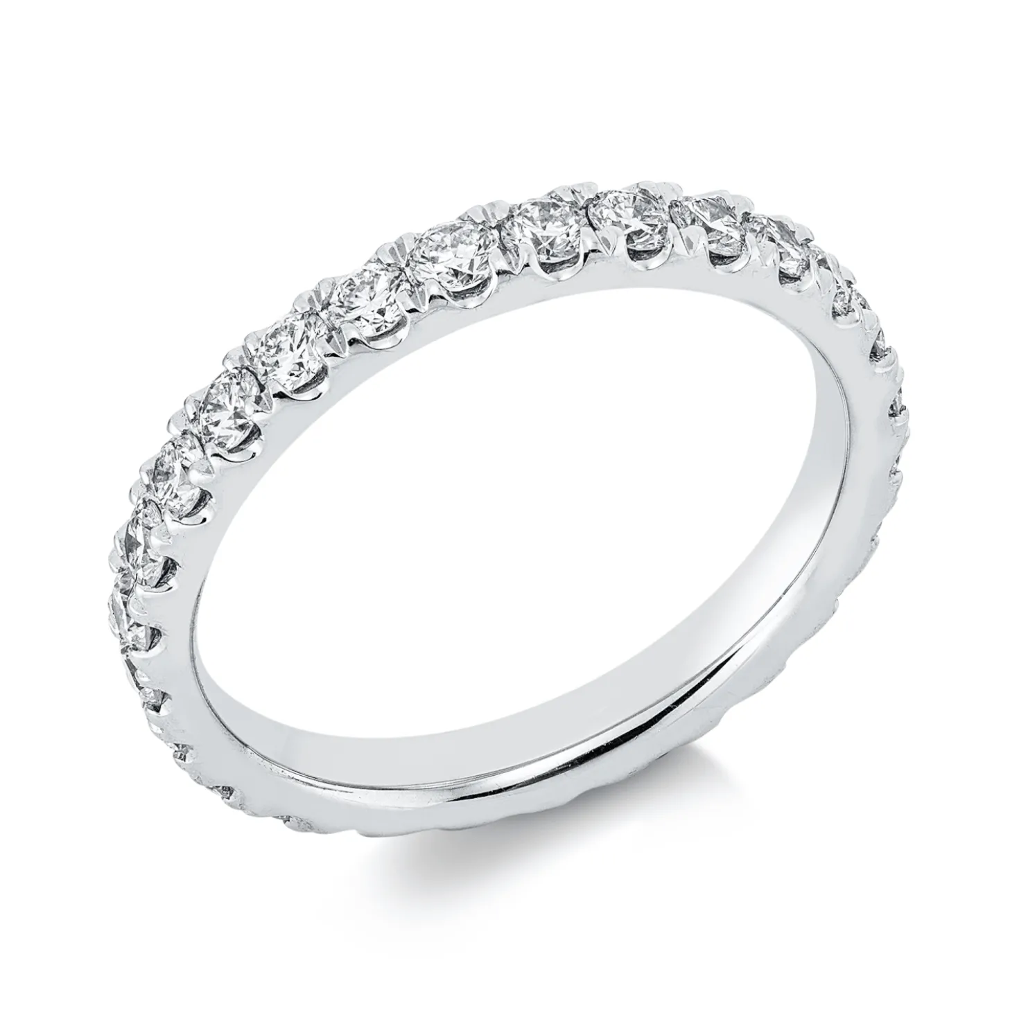 Memoire Ring aus 750 Weißgold 28 Brillanten 1,08ct TW-VSI/SI B:2,7mm