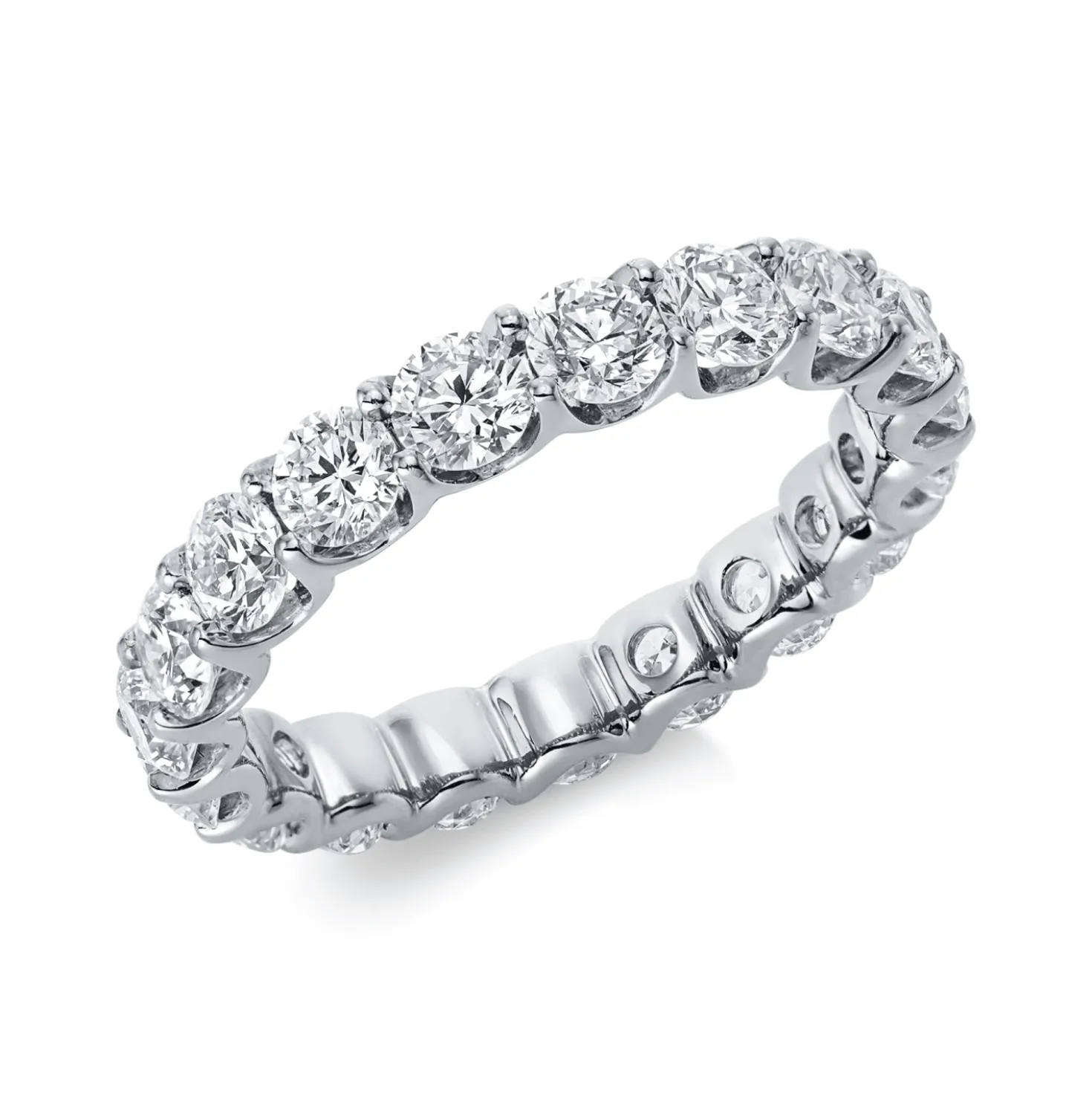 Memoire Ring aus 750 Weißgold 19 Brillanten 2,72ct TW-VSI/SI B:3,3mm