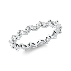 Memoire Ring aus 750 Weißgold 28 Diamanten Navette-Schliff 0,83ct F-SI B:2,9mm