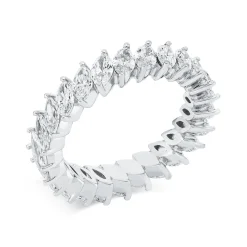 Memoire Ring aus 750 Weißgold 25 Diamanten Navette-Schliff 3,13ct TW-SI B:4,8mm