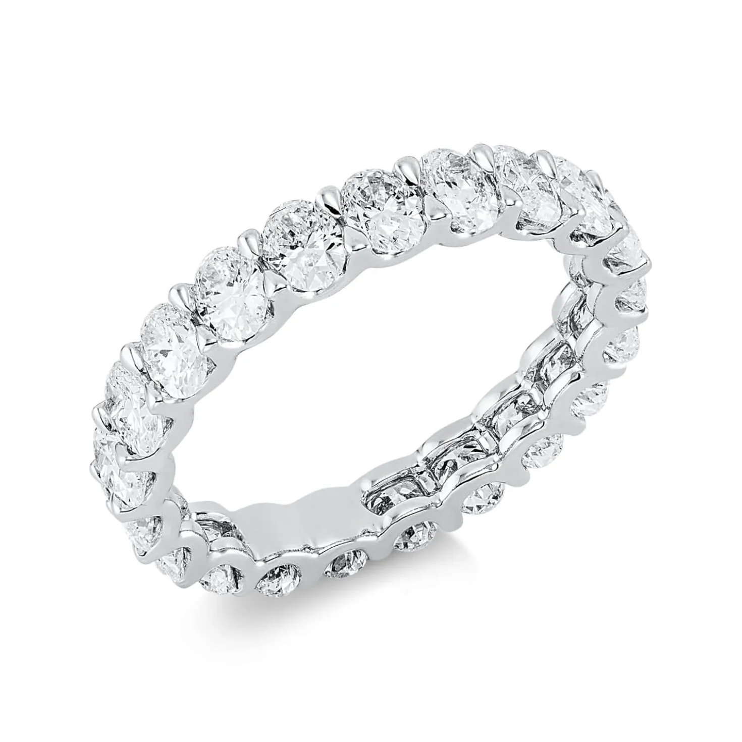 Memoire Ring aus 750 Weißgold 21 Diamanten Oval-Schliff 2,82ct TW-VSI B:4mm