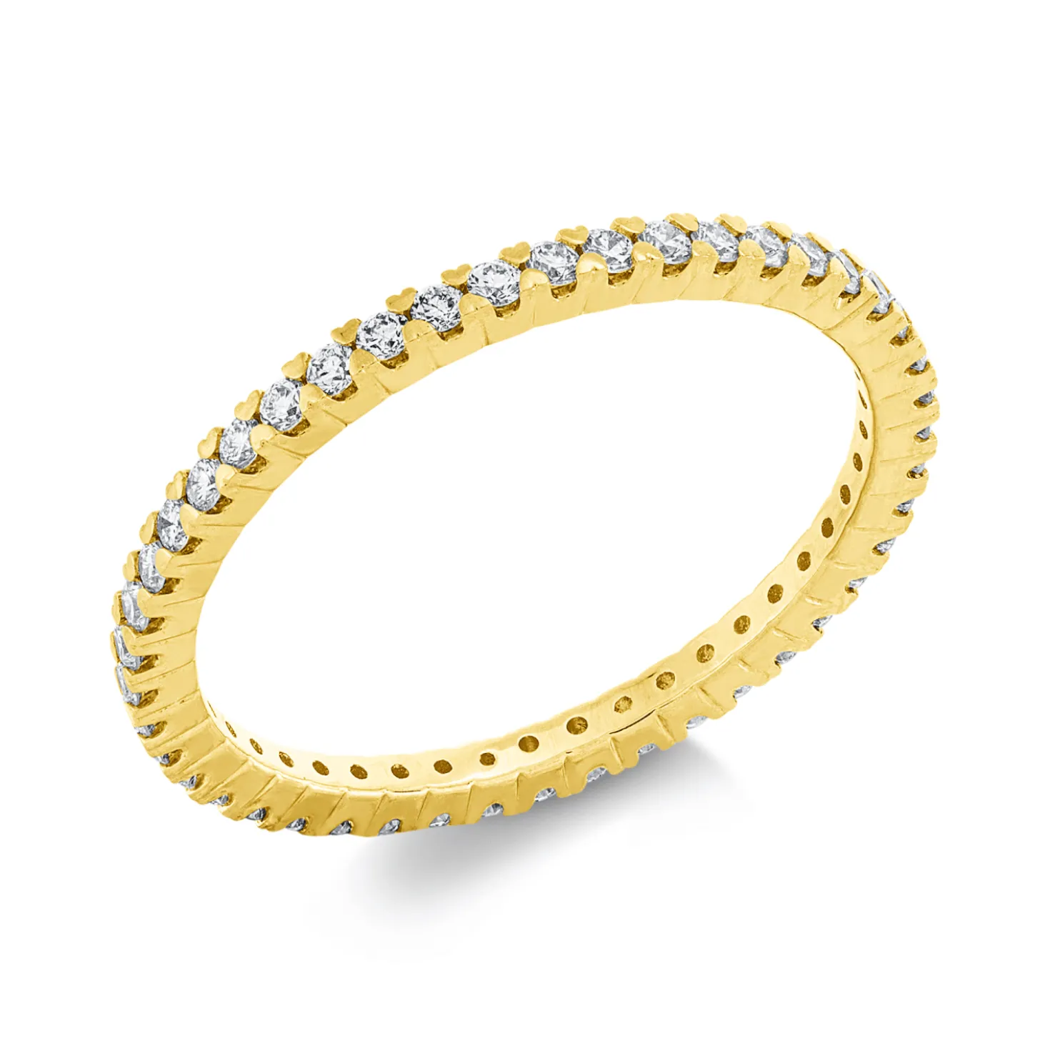 Memoire Ring schmal aus 750 Gelbgold 45 Brillanten 0,4ct TW-SI B:1,5mm