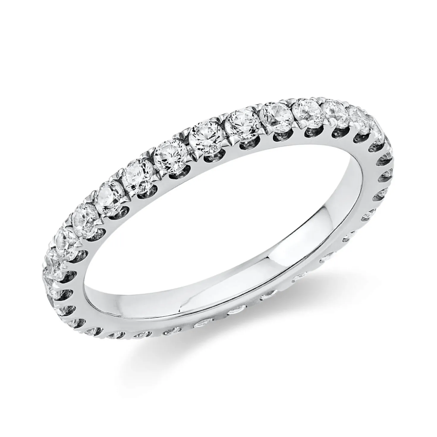 Memoire Ring schmal aus 585 Weißgold 29 Brillanten 1ct TW-SI B:2,3mm